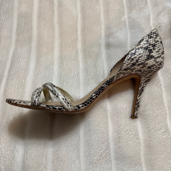Aerin Snakeskin Print Leather Heels Size 7 - Picture 2 of 8